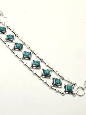 Turquoise Gemstone Sterling  Silver Bracelet Jewelry 34 Gms
